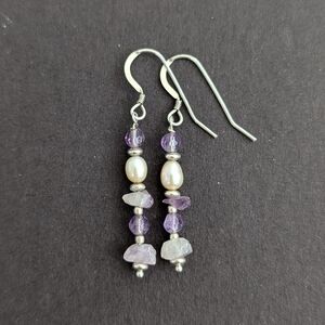 925 Amethyst Pearl Earrings